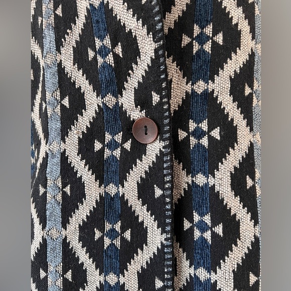 Anama Southwestern Geometric Tapestry Coat Blue Black Woven Jacket NWT Size M - Picture 12 of 17